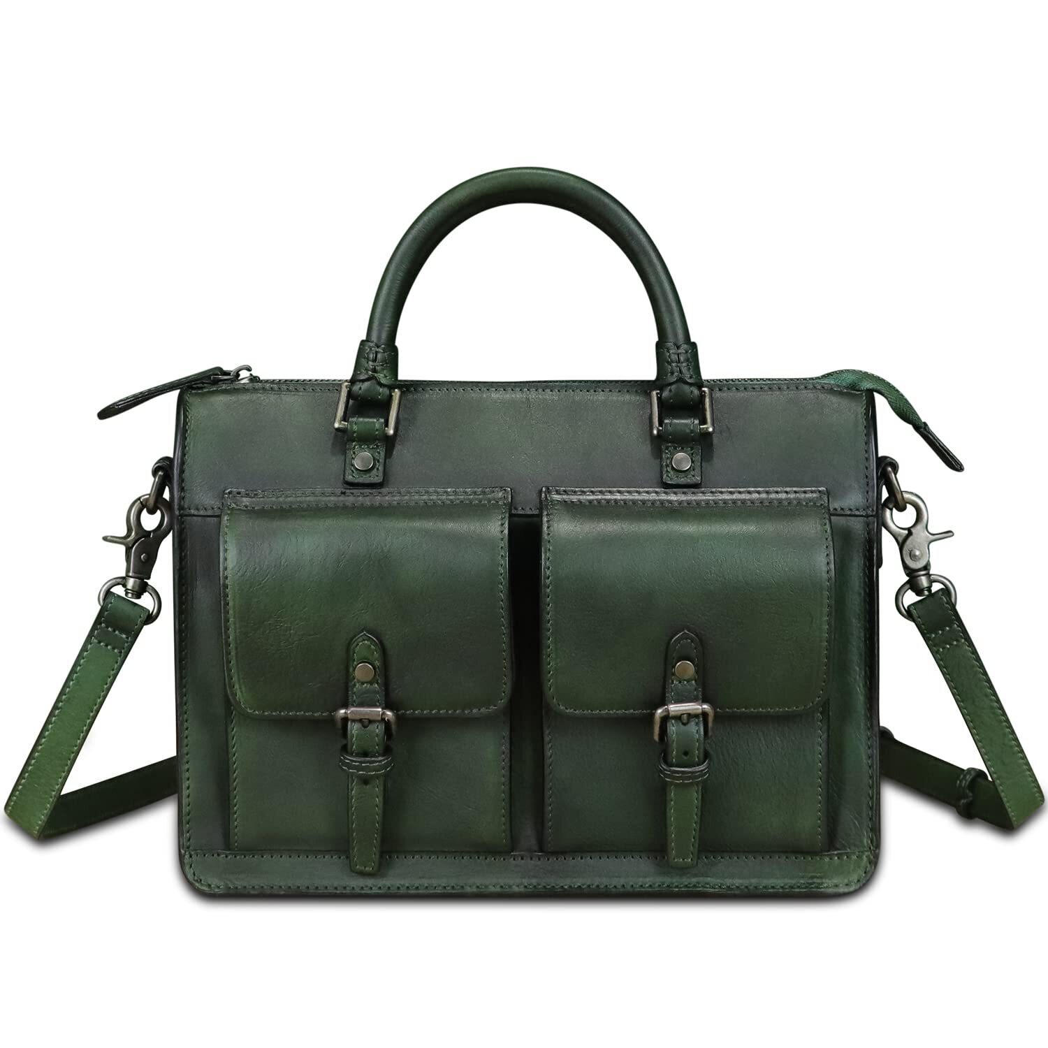 8530 Leather Satchel Purse Vintage Handmade Top Handle Handbag Retro